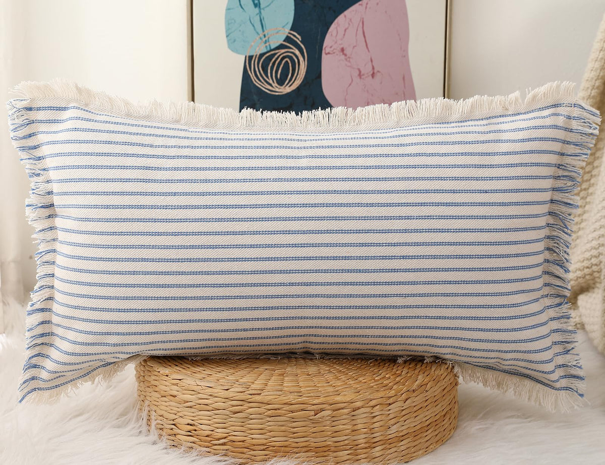 Panod Decorative Boho Long Lumbar Pillow Cover 12X24,Super Soft Cotton Modern Long Rectangle Pillow Cover Pillow Case For Bed So