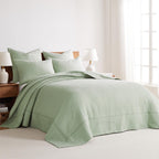 Levtex Home - Cross Stitch Desert Sage Bedspread Set - Full Quilted Bedspread And Two Standard Shams - Cross Stitch Pattern - Be