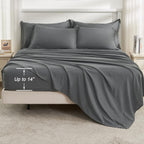 Andency Dark Grey King Size Comforter Set With Sheets - 7 Pieces Boho Tassel Bed In A Bag Soft Lightweight Bedding Sets, Dark Grey Fringe Bed Set With Comforter, Sheets, Pillowcases & Shams