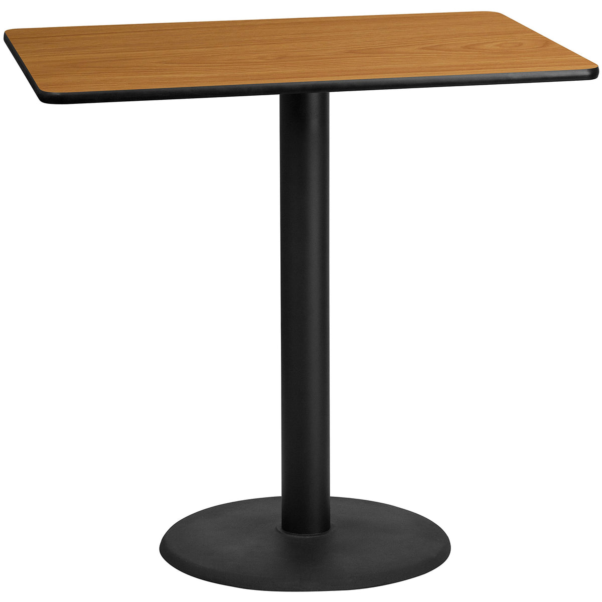 Flash Furniture 30'' x 48'' Rectangular Natural Laminate Table Top with 24'' Round Bar Height Table Base