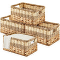 Suzile 4 Pack Wicker Storage Baskets, Water Hyacinth Seagrass, M