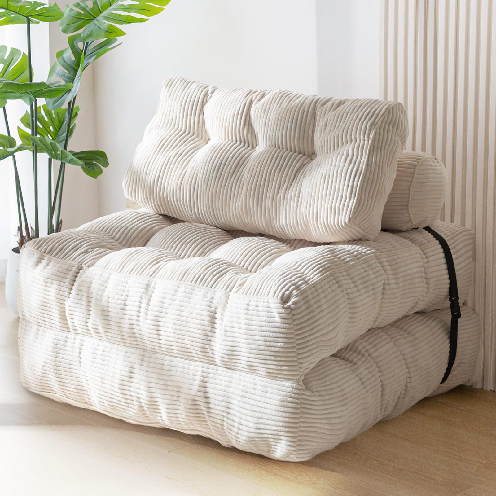 MAXYOYO Folding Sofa Bed, Convertible Sleeper Chair with Pillow Foldable Mattress with Back Support, Portable Fold Out Chair Bed