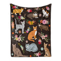 Cats Blanket Cat Present Soft Flannel Lightweight Cats And Flowers Throw Blanket For Kids Girls Boys All Season Cartoon Animals