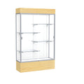 Waddell Reliant Vinyl Floor Display case, 48"x80"x16", Light Oak/Satin Natural