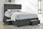 Coaster Home Furnishings Soledad Modern Classic Fabric Upholstered Full Size Storage Panel Bed Frame Platform Bed 52-inch Headboard Grey 305877F