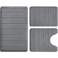 BYSURE Bathroom Rugs Sets 3 Piece Dark Grey Memory Foam Non Slip Extra Absorbent Bath Mat Set for Bathroom, Soft Bathroom Rugs a