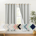 Nicetown Grey Living Room Completely Shaded Linen Draperies, 2 Pieces, W52 X L72, Privacy Protection & Noise Reducing Ring Top Drapes, White Lined Insulated Window Treatment Curtain Panels