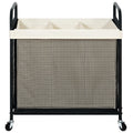 STO STO Laundry Hamper 3 Section, 120L Rolling Laundry Sorter Cart with Removable and Washable Liner Bag, Rolling Clothes Hamper
