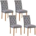 Yaheetech Dining Chairs Set of 4 Fabric Upholstered Dining Chairs High Back Padded Chairs Button Tufted Parsons Kitchen Chairs W