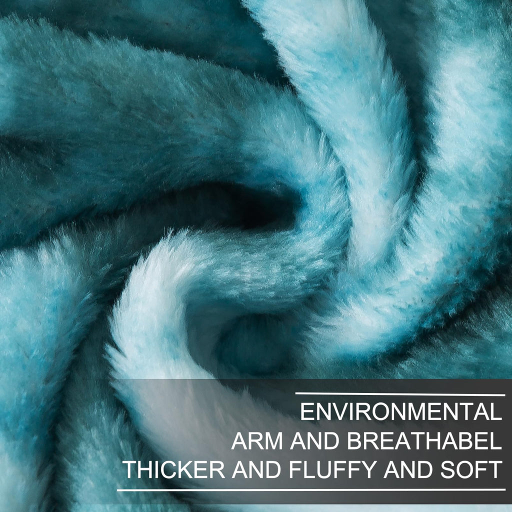 Richave Fuzzy Blanket Twin Size - Teal, Premium Lightweight Anti-Static, Plush And Furry Faux Fur, Reversible Blankets For Twin/Twin Xl Extra Long Bed, 66X90 Inches,Teal