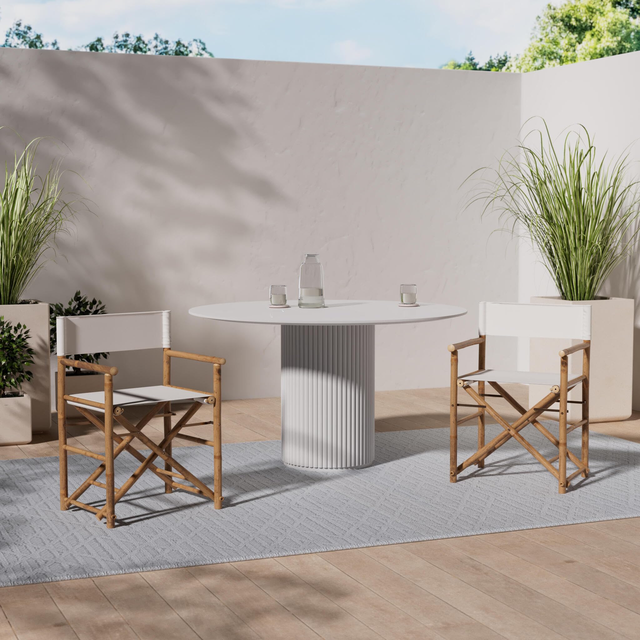 Folding Director's Chair 2 pcs Bamboo and Canvas