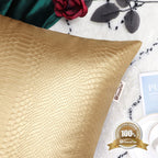 Brawarm Gold Leather Throw Pillows 16 X 16 Inches, Snake Leather Pillow Covers Pack Of 2, Faux Leather Decorative Pillow Covers