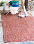 Unique Loom Collection Casual Transitional Solid Heathered Indoor/Outdoor Flatweave Area Rug (6' 1' X 9' Rectangle, Rust Red/Be
