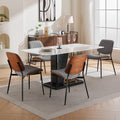 Yafiti Dining Chairs Set Of 6, Mid Century Modern Accent Dining Room And Kitchen Chairs, Upholstered Pu Leather Vertical Stripe