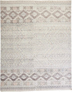 HomeRoots 512574 8 x 10 ft. Ivory Blue & Gray Geometric Hand Knotted Rectangle Area Rug