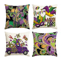 Avoin Colorlife Mardi Gras Fleur De Lis Truck Bead Crawfish Throw Pillow Covers, 18 X 18 Inch Holiday Cushion Case Decoration Fo