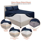 Hearth & Harbor Extra Deep Pocket Sheets - Fits Mattress 18-24 Inches Deep - Extra Deep Pocket Twin Sheets Sets - 4 Piece Twin S