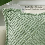 Decoruhome Decorative Spring Sage Green Throw Pillow Covers 12X20 Set Of 2 With Splicing, Boho Lumbar Soft Corduroy Broadside Tw