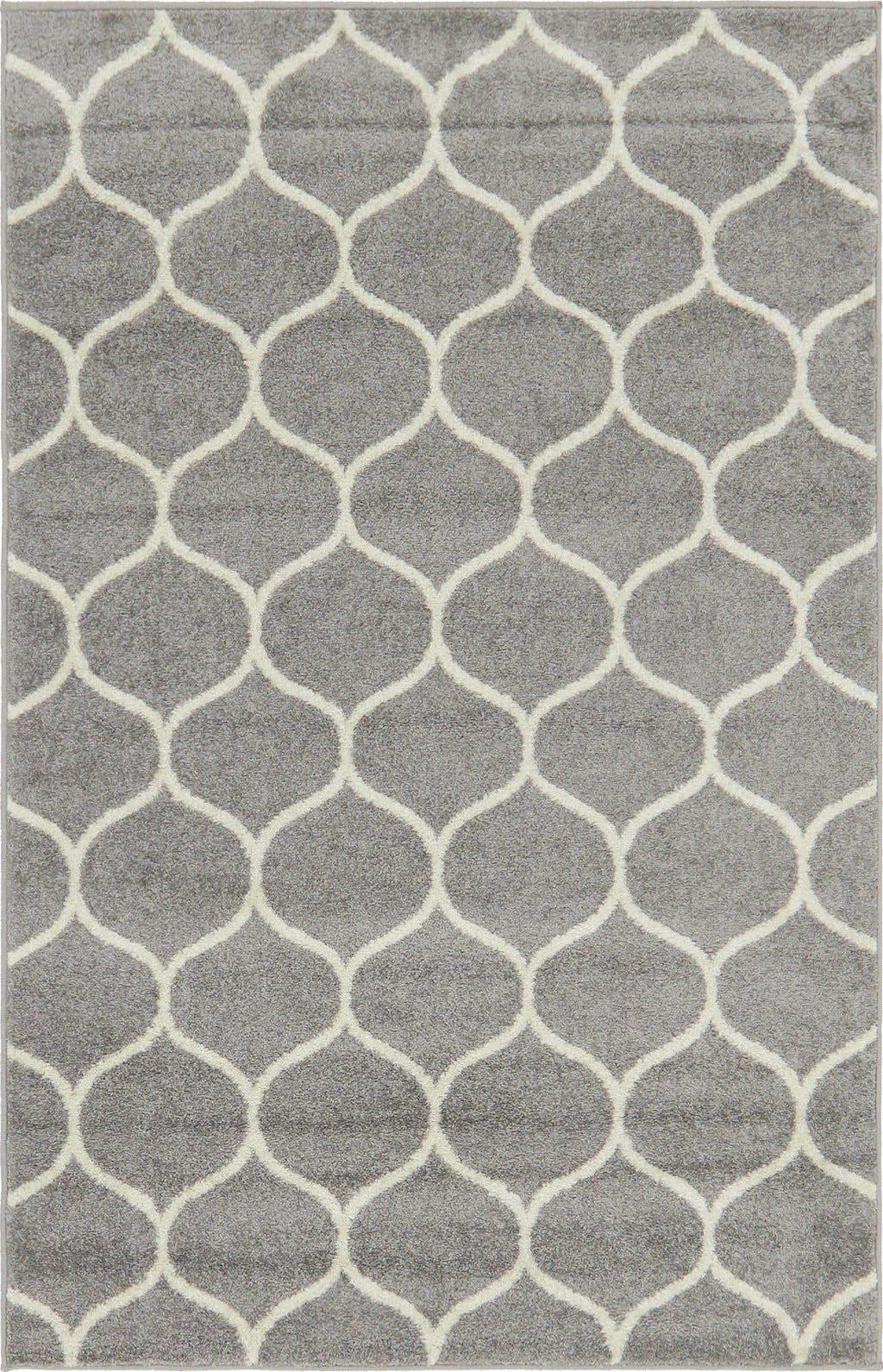 Unique Loom Trellis Frieze Collection Area Rug - Rounded (4' 1'' x 6' 1'', Light Gray/ Ivory)