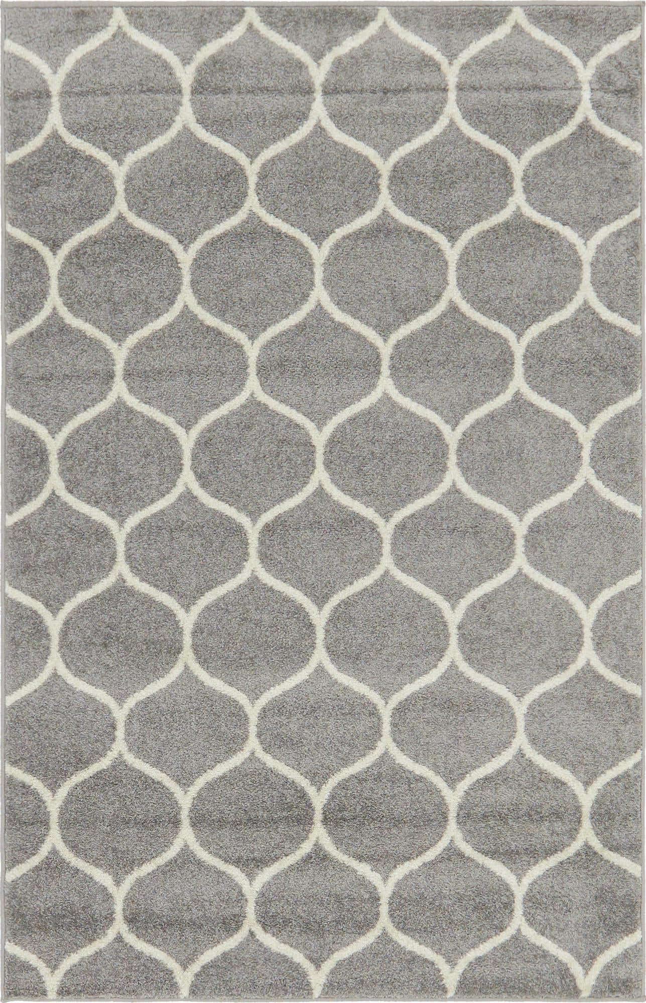 Unique Loom Trellis Frieze Collection Area Rug - Rounded (4' 1'' x 6' 1'', Light Gray/ Ivory)