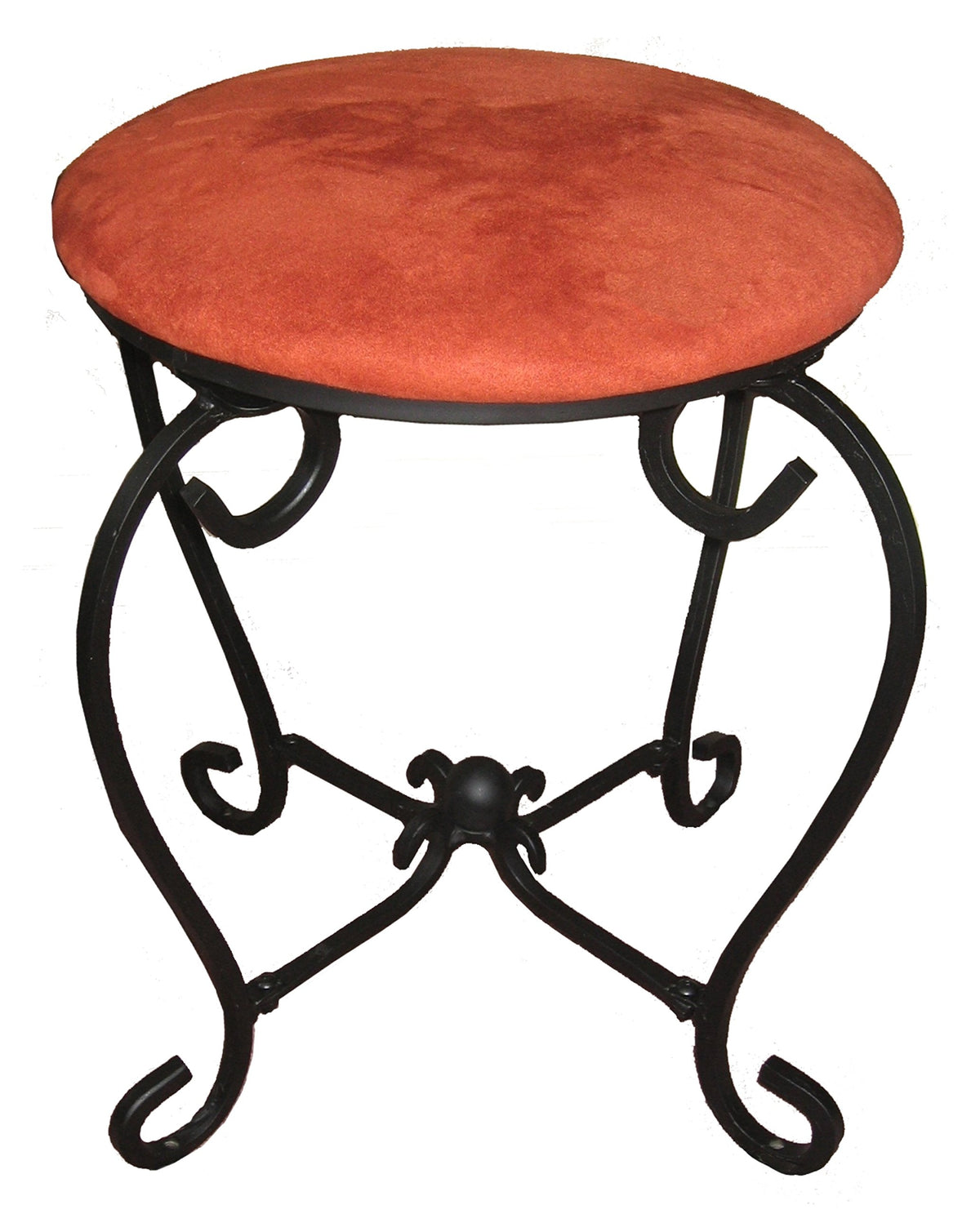 International Caravan Round Iron Vanity Stool, Red Wine