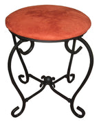 International Caravan Round Iron Vanity Stool, Red Wine