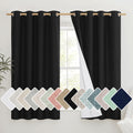 NICETOWN Black Truly Blackout Linen Blend Flax Drapes for Office, Vintage Grommet 100% Blackout Curtains with White Liner Backin