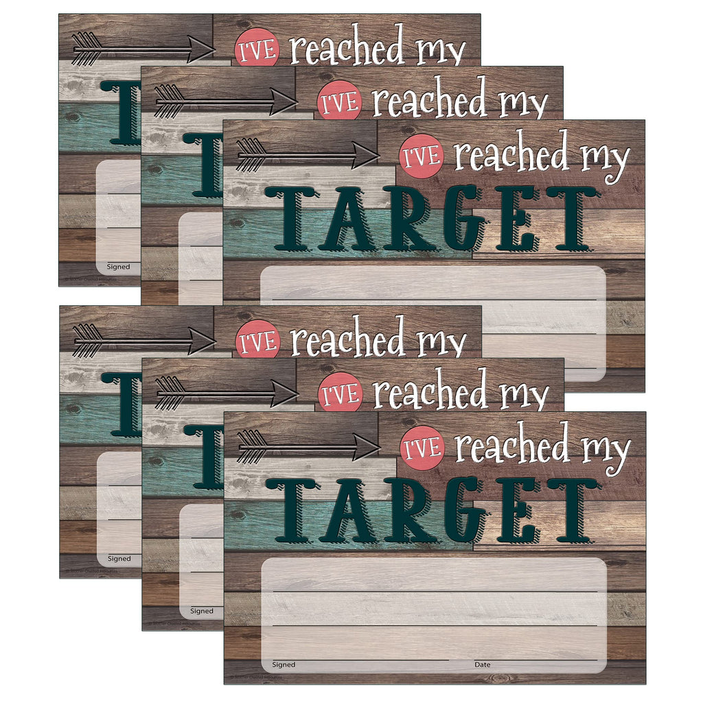 Teacher Created Resources Tcr8821-6 Home Sweet Classroom: I'Ve Reached My Target Awards, Brown, 25 Per Pack, 6 Packs (Tcr8821-6)