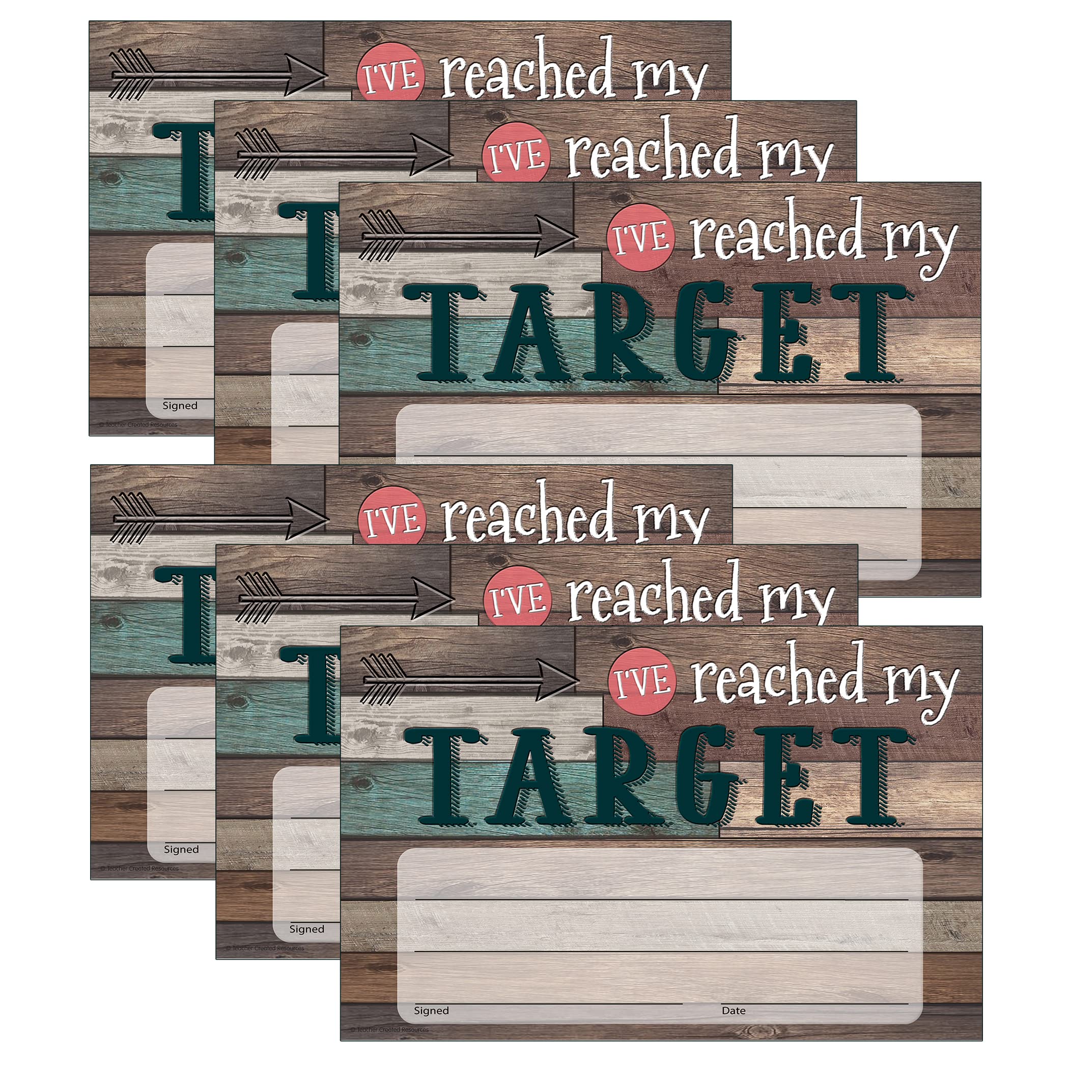 Teacher Created Resources Tcr8821-6 Home Sweet Classroom: I'Ve Reached My Target Awards, Brown, 25 Per Pack, 6 Packs (Tcr8821-6)
