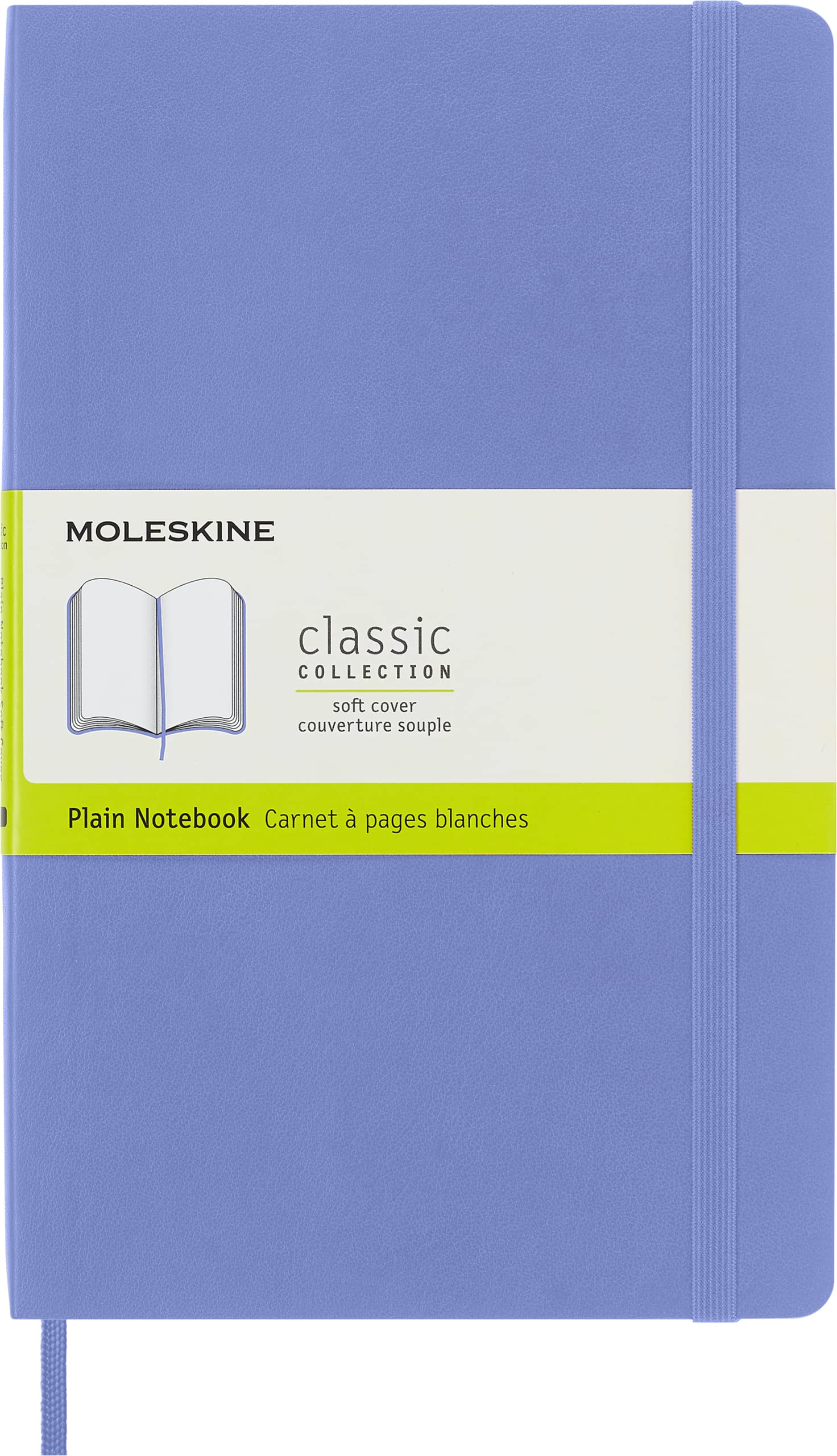 Moleskine Classic Notebook, Soft Cover, Large (5' X 8.25') Plain/Blank, Hydrangea Blue, 192 Pages
