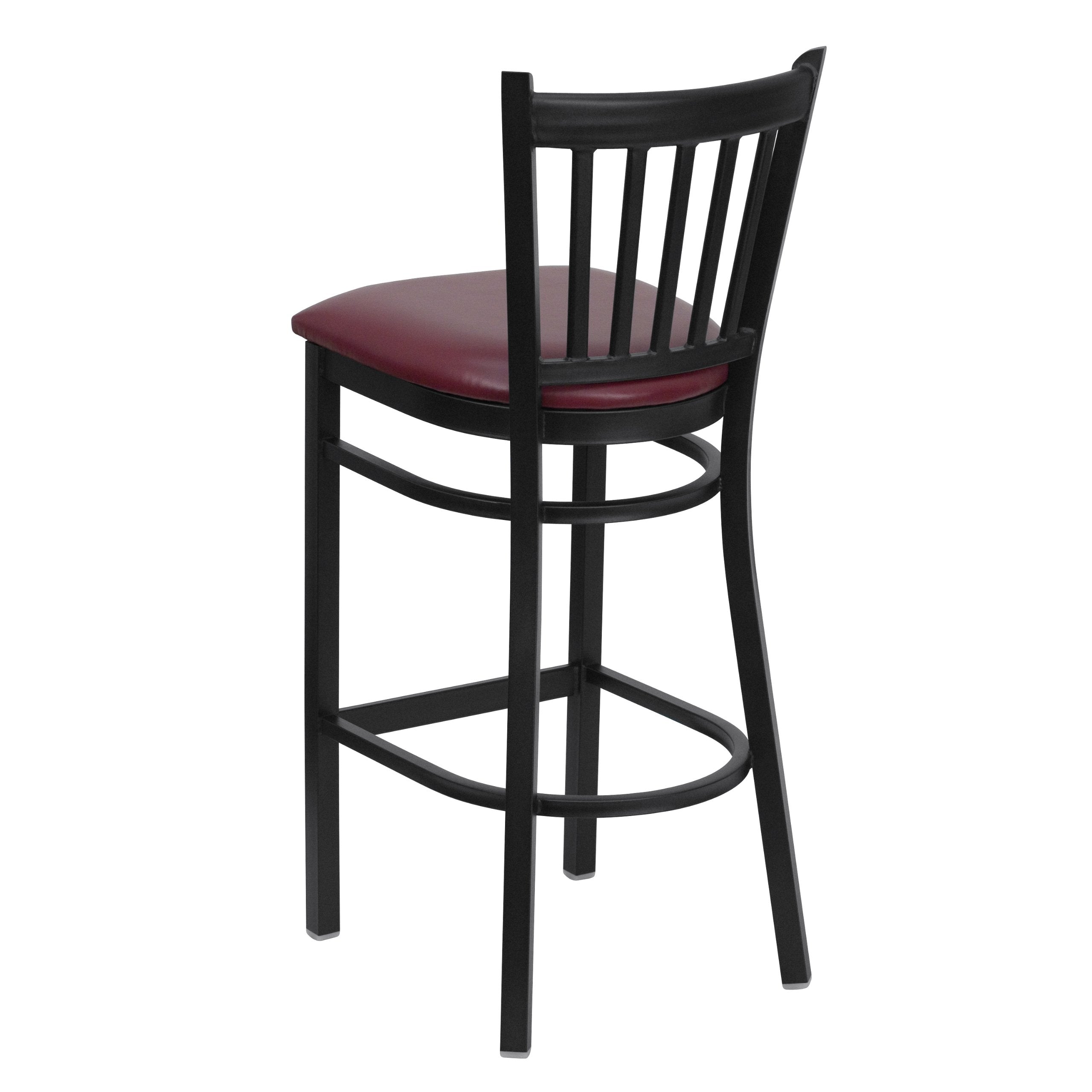 Flash Furniture HERCULES Series Black Vertical Back Metal Restaurant Barstool - Burgundy Vinyl Seat