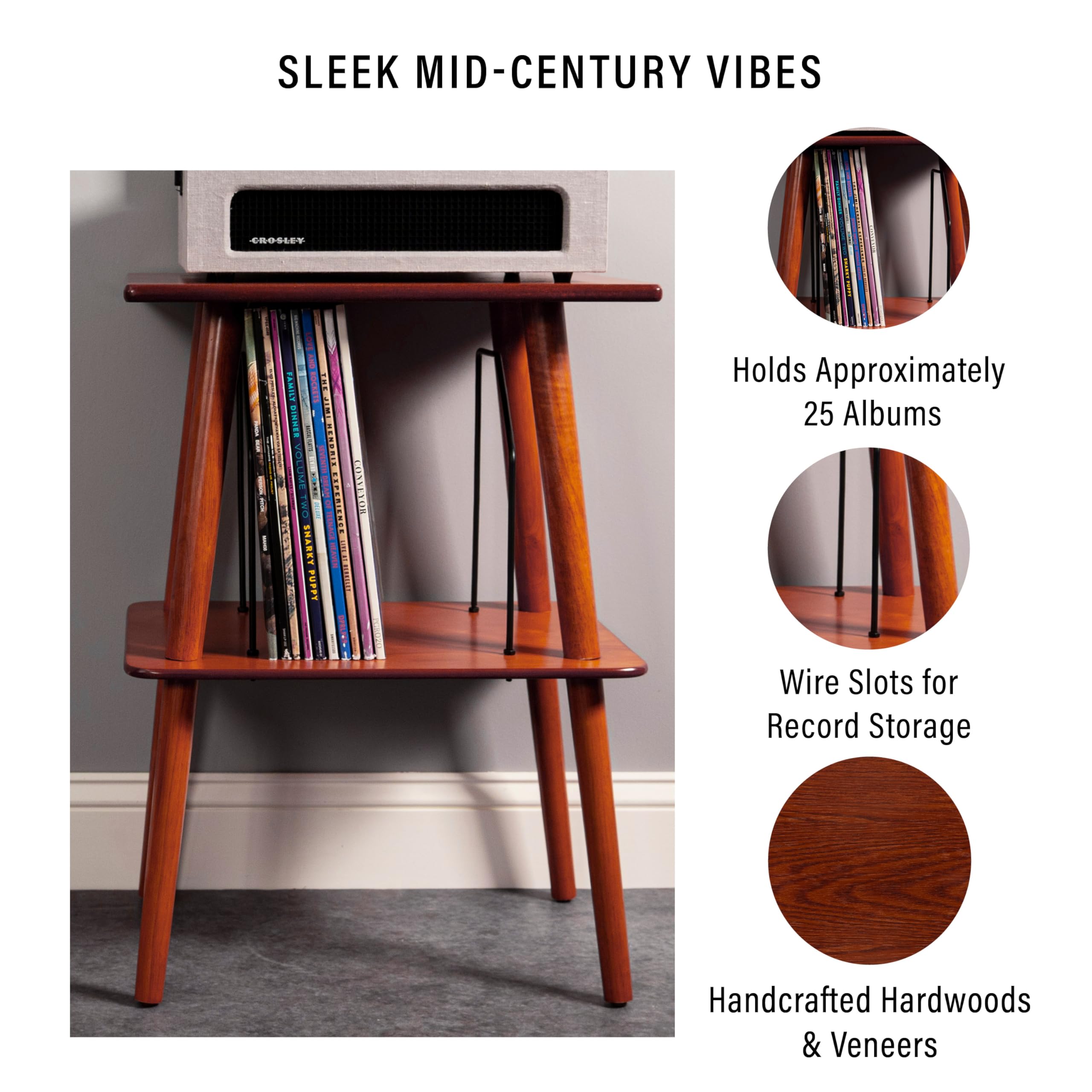 Crosley Manchester Record Player Stand, Media Console with Vinyl Storage, Modern Home Organizer, Paprika
