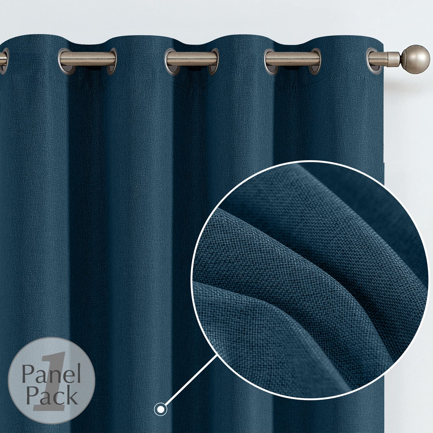 Jinchan Linen Textured Curtains For Living Room Darkening 84 Inch Long Bedroom Curtains Thermal Insulated Curtains Blue Curtains Grommet Top Window Curtains 1 Panel
