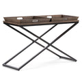 SIMPLIHOME Damien SOLID AGED ELM WOOD and Metal 50 inch Wide Modern Industrial Console Table in Distressed Natural Elm for the L