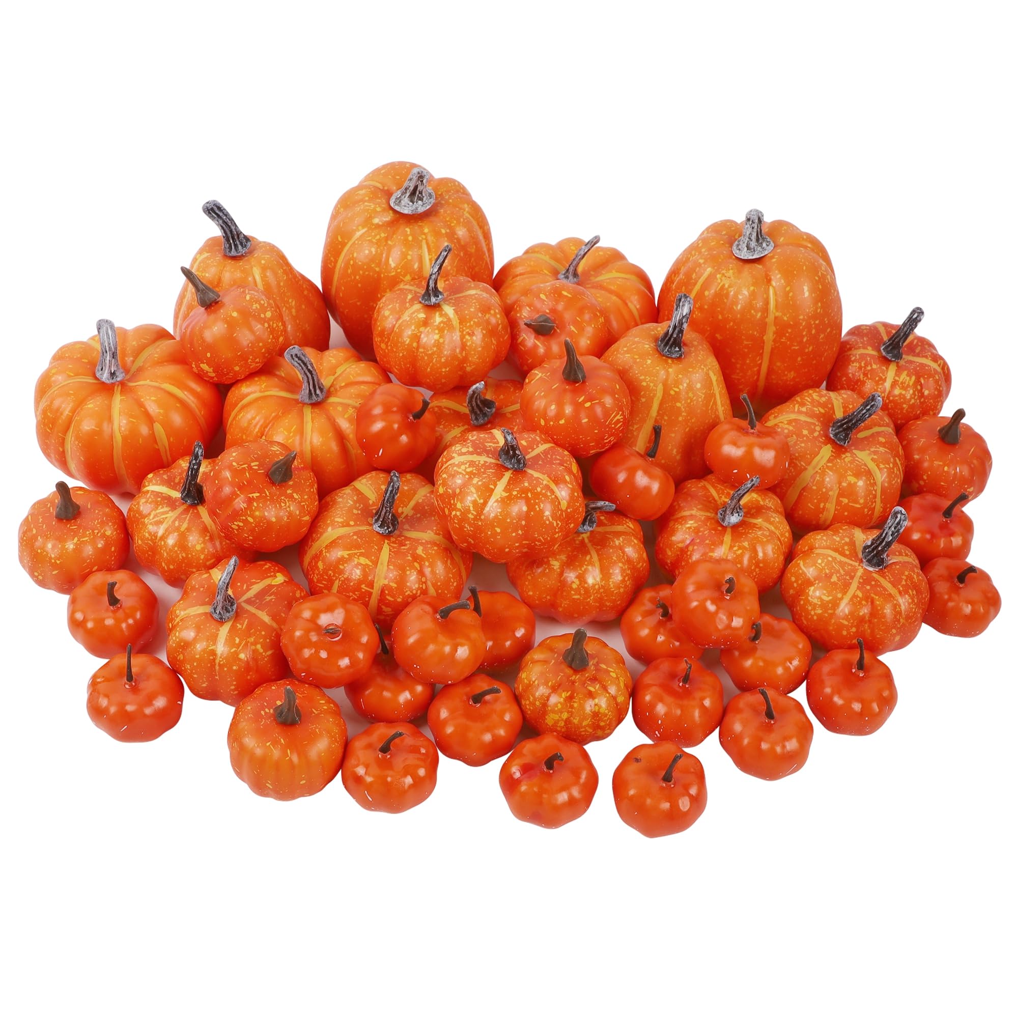 winemana 46 Pcs Assorted Size Artificial Pumpkins Fall Decorations, Orange Foam Pumpkin Autumn Decor, Decorative Faux Pumpkin fo