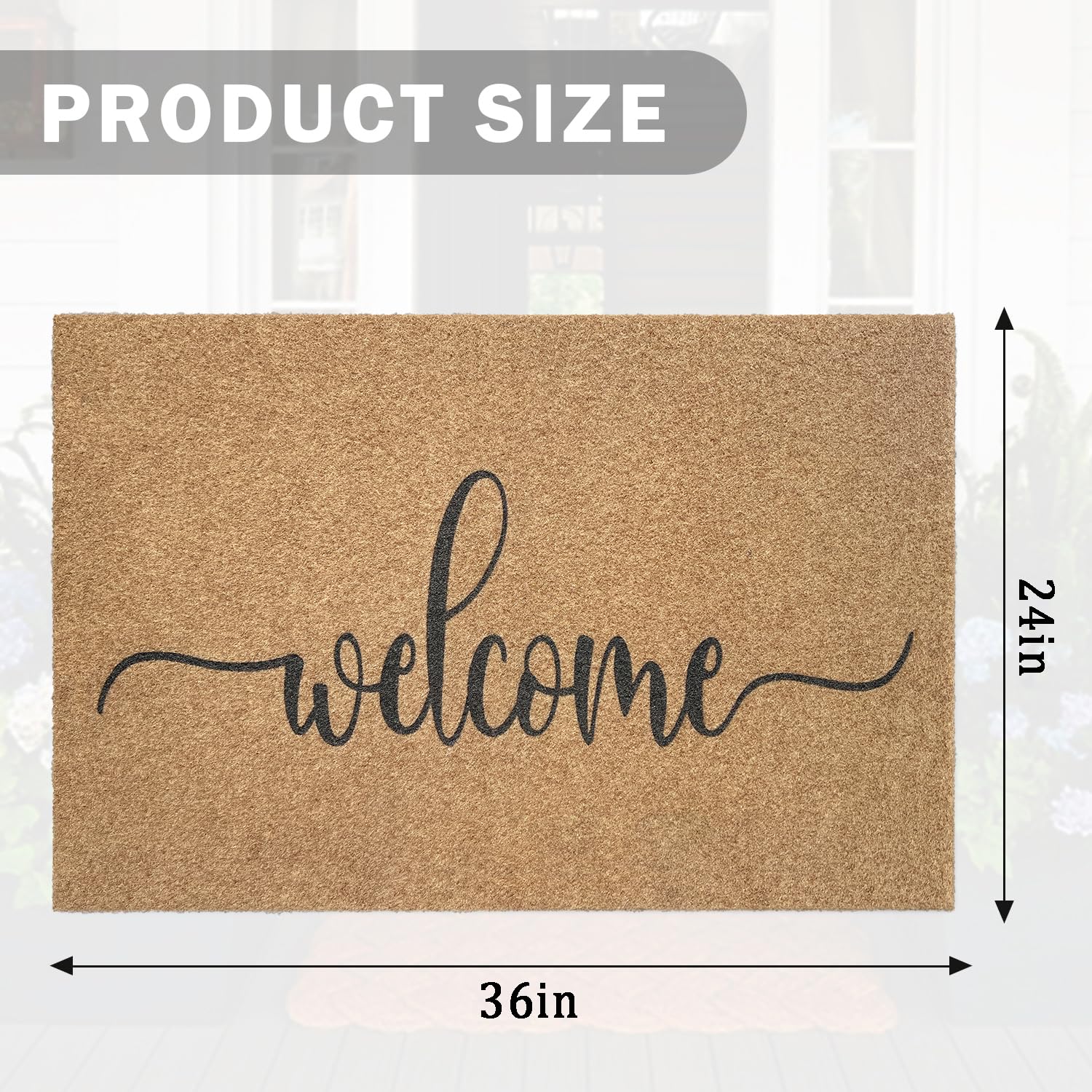 Mwazzll Large Welcome Mat Outdoor Indoor Non Slip Doormat Durable Easy To Clean Super Absorb Mud Front Door Mats For Entrance,Pa