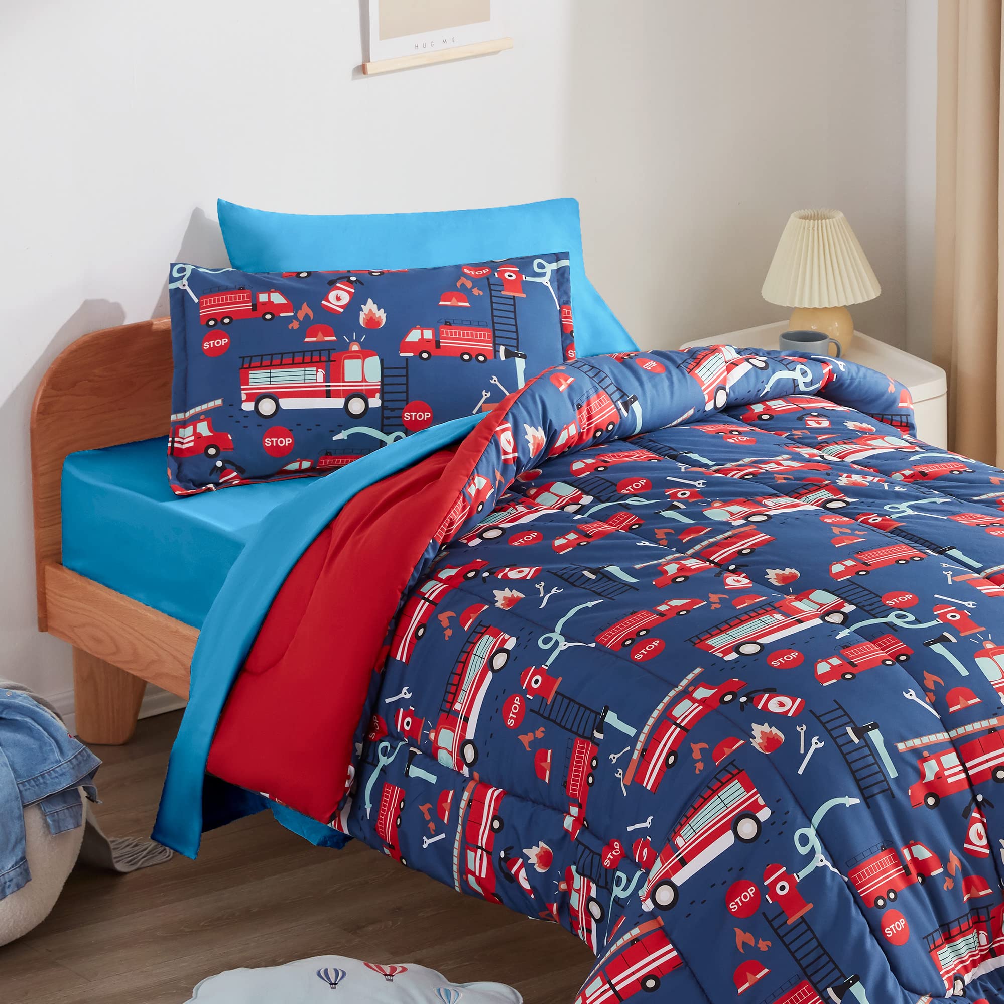 SLEEP ZONE Kids Twin Bedding Comforter Set - 5 Pieces Super Cute & Soft Bedding Sets & Collections with Comforter, Sheet, Pillow