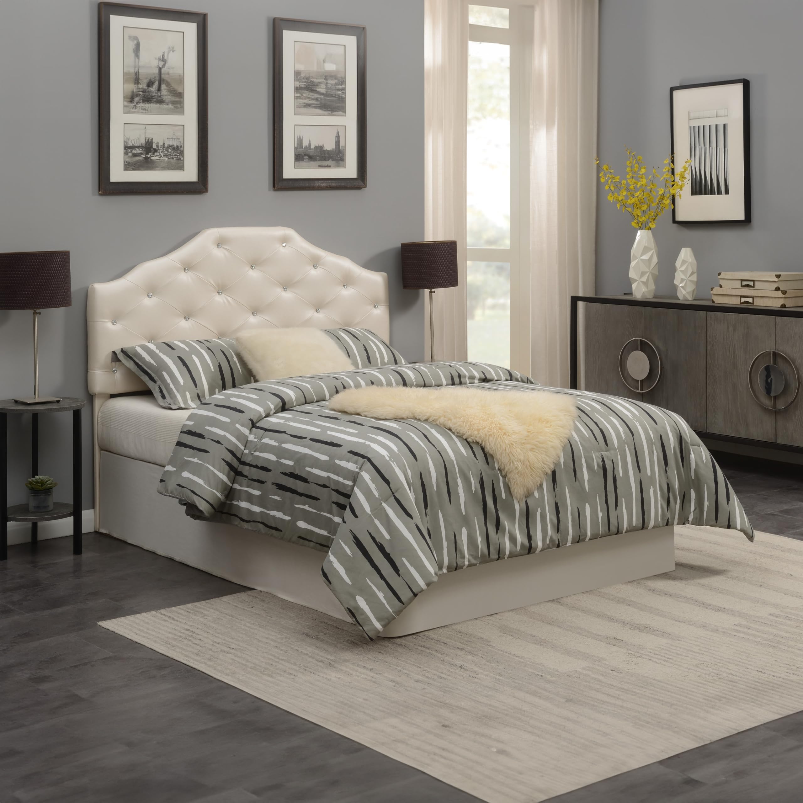 Dawson Queen Headboard Silver PU