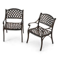 NUU GARDEN Cast Aluminum Patio Dining Chairs with Armrests for Indoor Outdoor Bistro Chairs for Balcony, Backyard, Garden, Black