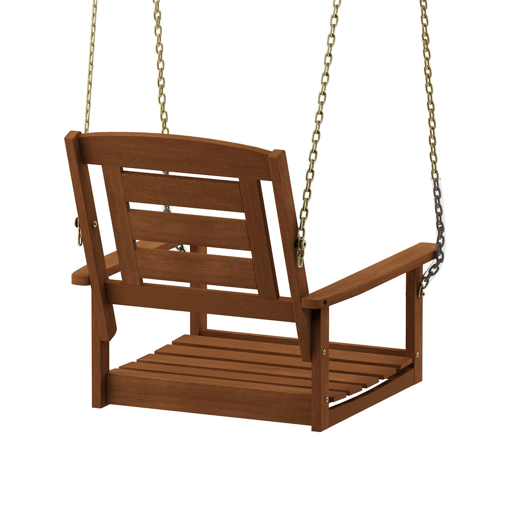 Furinno Tioman Hardwood Patio / Garden / Outdoor 2Ft Porch Swing, 1 Seater With Hanging Chains, Natural