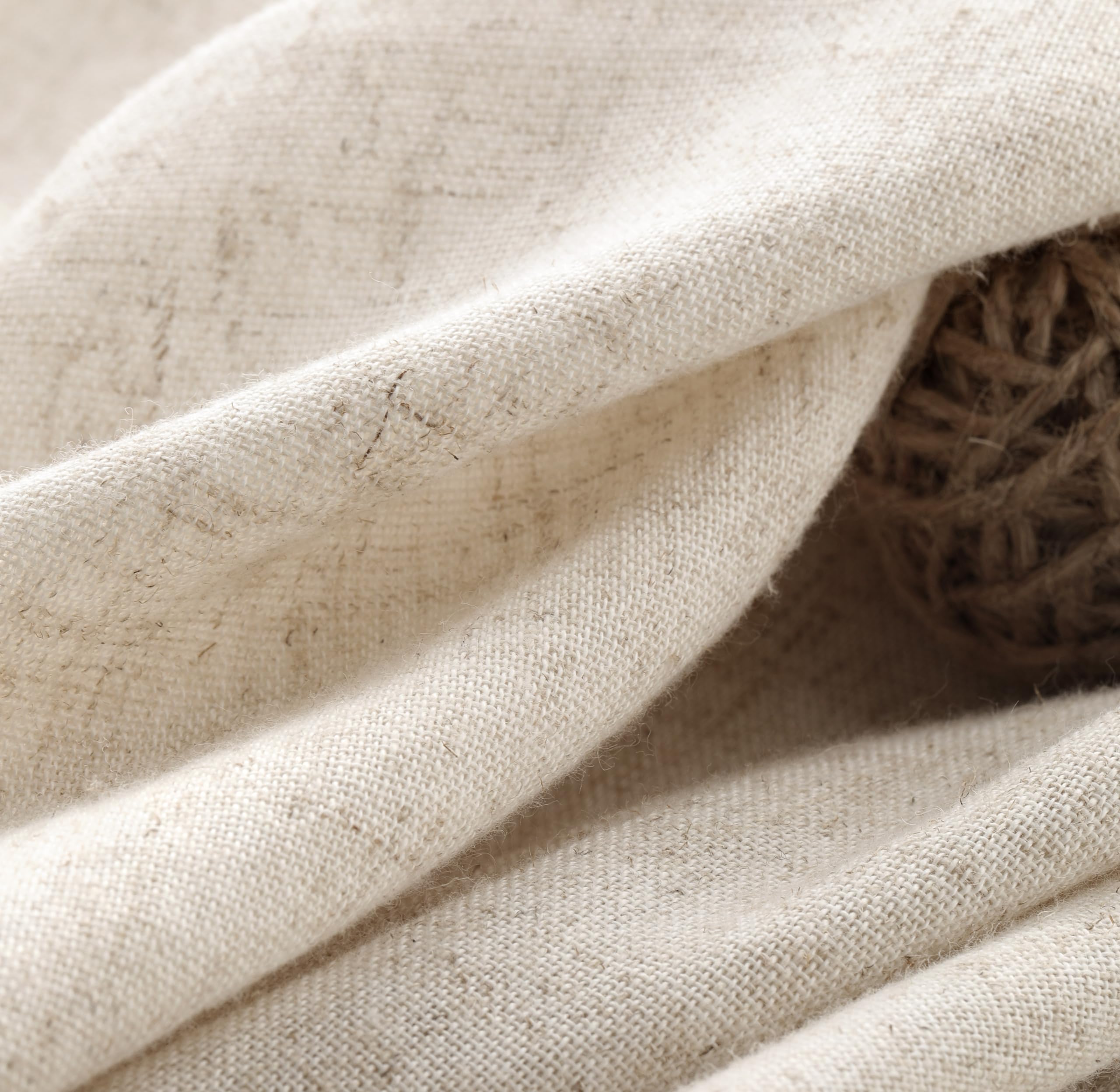 Awellife Linen Button Farmhouse Beige Shower Curtain,Linen And Cotton Woven Fabric,Pleated Green Stripe,Country Style (72' L X 72' W)