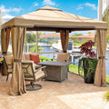 Suncrown 10 X 10 Ft Outdoor Gazebo For Patio Iron Frame Garden Permanent Gazebo With Vented Soft Canopy And Mosquito Netting, Kh