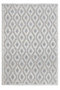 HomeRoots Ivory/Grey PET Yarn 8’ x 11’ Ivory Gray Diamond Trellis Modern Area Rug