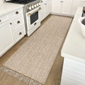 Collive Long Hallway Runner Rug 2.6 x 7, Washable Runner Indoor Entryway Rug, Tan/Cream Braided Woven Kitchen Runner Rugs Low-