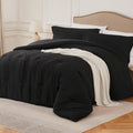 Quataly Black California King Comforter Set - 3 Pieces Seersucker Lightweight Bedding Comforter Sets (1 Soft Fluffy Comforter &
