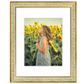 Golden State Art, 11x14 Photo Frame with Mat for Pictures 8x10 and Real Glass (Antique Gold with White Color Mat, 1.25 Inch Fram