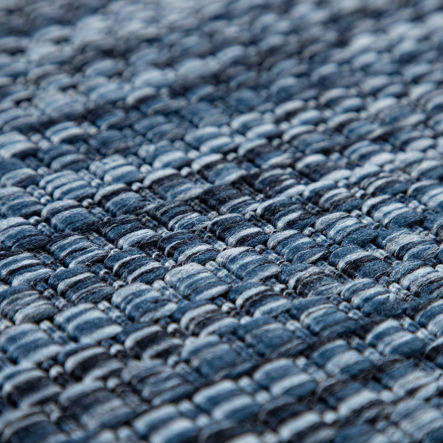 Solid Outdoor Rug For Patio Or Balcony Weatherproof In Mottled Blue, Size: 5'3' X 7'3'