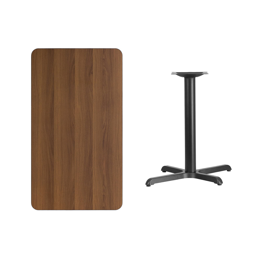 Flash Furniture Graniss 24'' x 42'' Rectangular Walnut Laminate Table Top with 23.5'' x 29.5'' Table Height Base