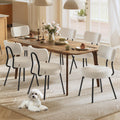 VASAGLE Boucle Dining Chairs Set of 6, Upholstered Kitchen Dining Room Chairs with Curved Backrest and Steel Frame, Modern Mid C