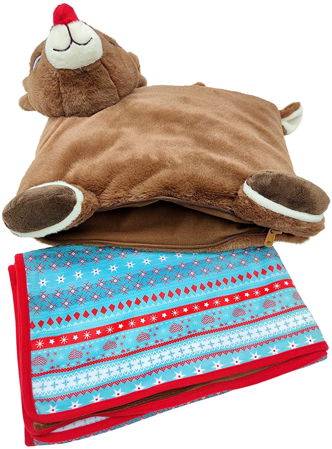 Animal Adventure| Rudolph The Red-Nosed Reindeer|Rudolph| Character Cuddle Combos| 2-In-1 Stow-N-Throw Cuddle Bud With Carrying